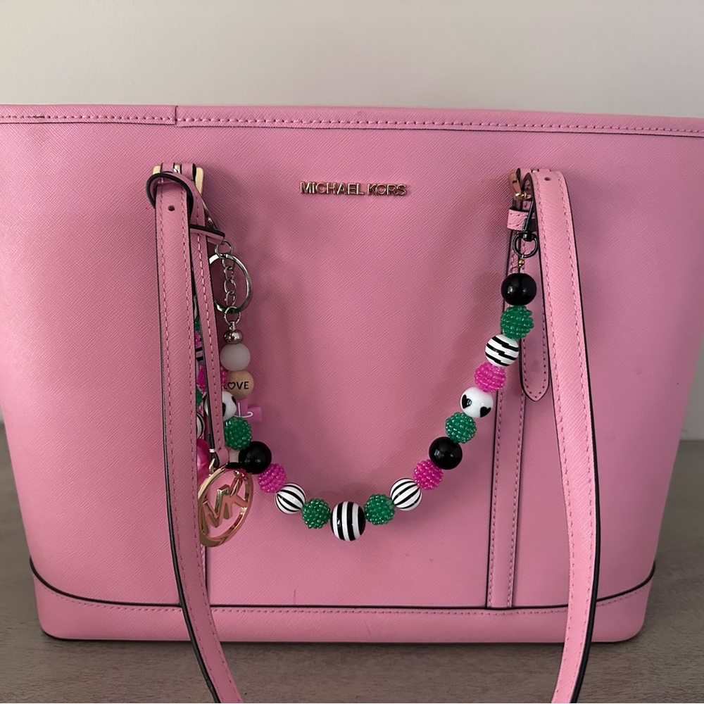 Michael Kors Pink Tote with Beaded Charm